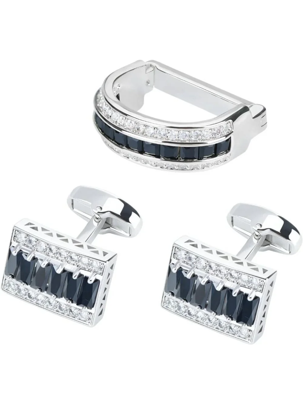 Luxurious Cubic Zirconia Cufflinks for Men - Elegant Wedding & Business
